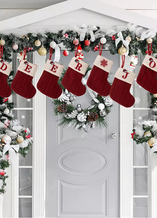 Cable - Knit Contrast Christmas Stockings - MimiStylez