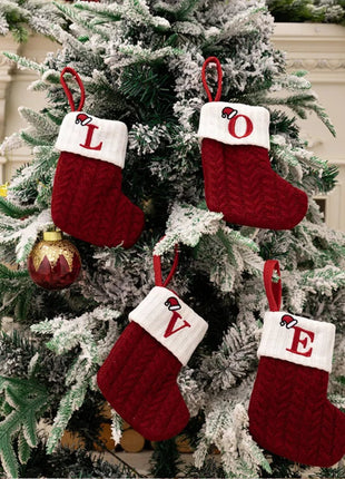 Cable - Knit Contrast Christmas Stockings - MimiStylez