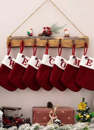 Cable - Knit Contrast Christmas Stockings - MimiStylez