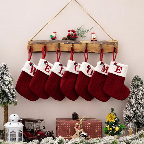 Cable - Knit Contrast Christmas Stockings - MimiStylez