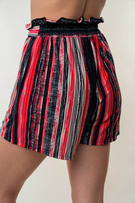 White Birch Full Size High Waisted Striped Shorts - MimiStylez