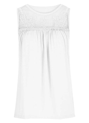 Lace Detail Round Neck Tank - MimiStylez