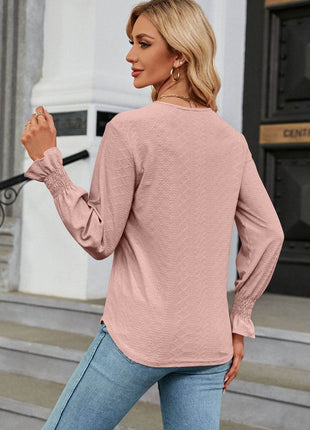 V-Neck Flounce Sleeve Blouse - MimiStylez