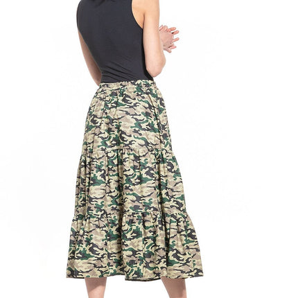 Casual Skirt with Dark Floral Pattern - MimiStylez