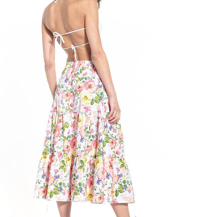 Casual Skirt with Dark Floral Pattern - MimiStylez
