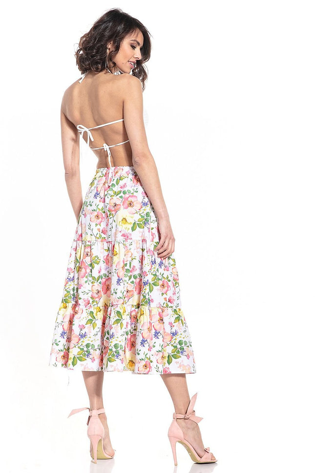 Casual Skirt with Dark Floral Pattern - MimiStylez