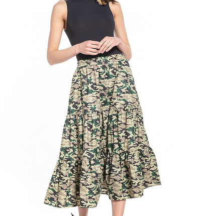 Casual Skirt with Dark Floral Pattern - MimiStylez