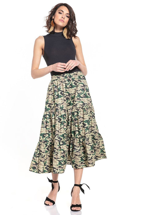 Casual Skirt with Dark Floral Pattern - MimiStylez