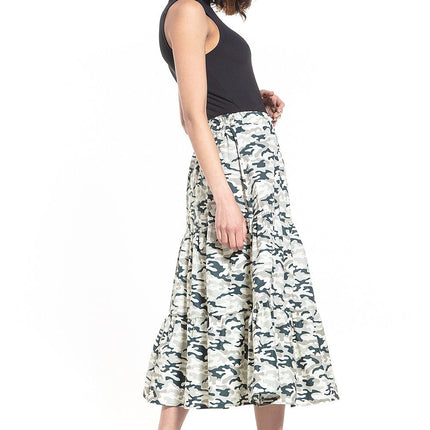 Casual Skirt with Dark Floral Pattern - MimiStylez