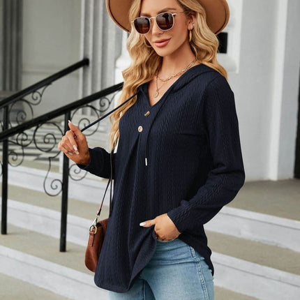 Long Sleeve Hooded Blouse - MimiStylez
