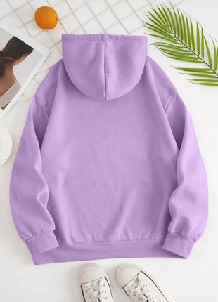 Drawstring Dropped Shoulder Hoodie - MimiStylez