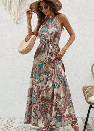 Tied Floral Sleeveless Dress - MimiStylez