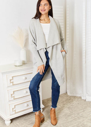 Open Front Duster Cardigan with Pockets - MimiStylez