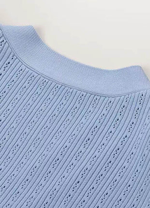 Ruffled V-Neck Top and Midi Skirt Sweater Set - MimiStylez