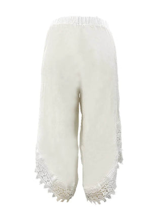 Full Size Lace Detail Wide Leg Pants Plus Size - MimiStylez