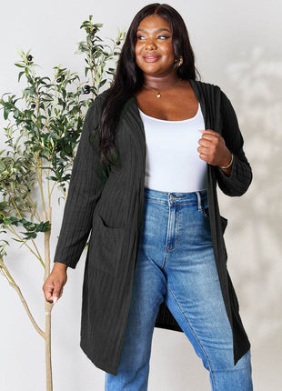 Basic Bae Full Size Hooded Sweater Cardigan - MimiStylez