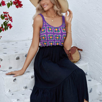 Openwork Wide Strap Midi Dress - MimiStylez