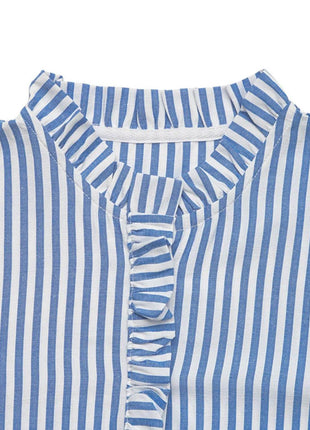 Striped Half Sleeve Mini Shirt Dress - MimiStylez