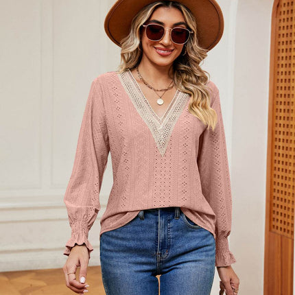 Contrast Flounce Sleeve Blouse - MimiStylez