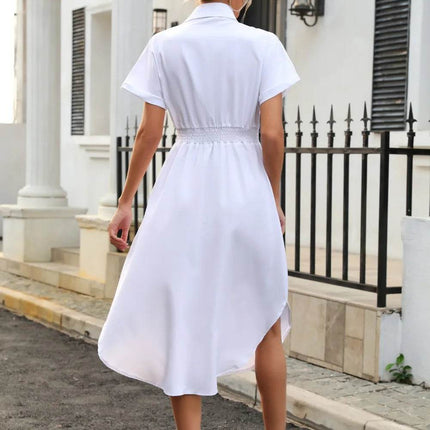 Tied Button Up Shirt Dress - MimiStylez