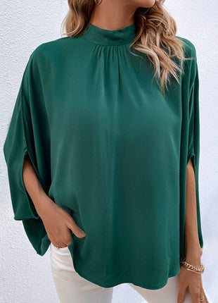 Tie Back Mock Neck Blouse - MimiStylez