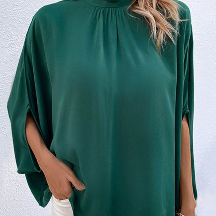 Tie Back Mock Neck Blouse - MimiStylez