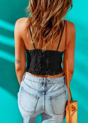V-Neck Lace Cropped Cami - MimiStylez