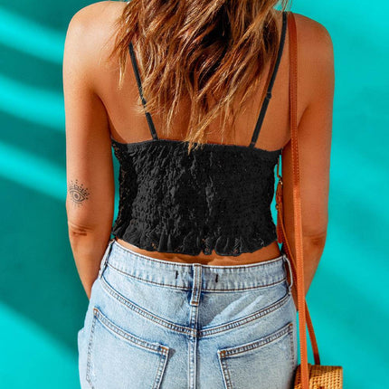V-Neck Lace Cropped Cami - MimiStylez
