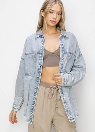 RISEN Button Up Long Sleeve Shacket - MimiStylez