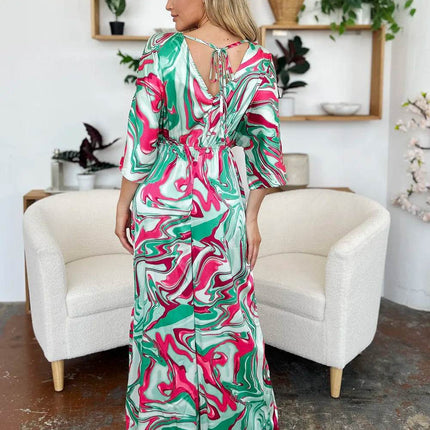 Double Take Full Size Half Sleeve Wide Leg Jumpsuit - MimiStylez