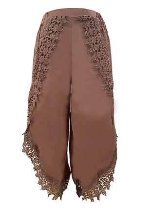 Full Size Lace Detail Wide Leg Pants Plus Size - MimiStylez