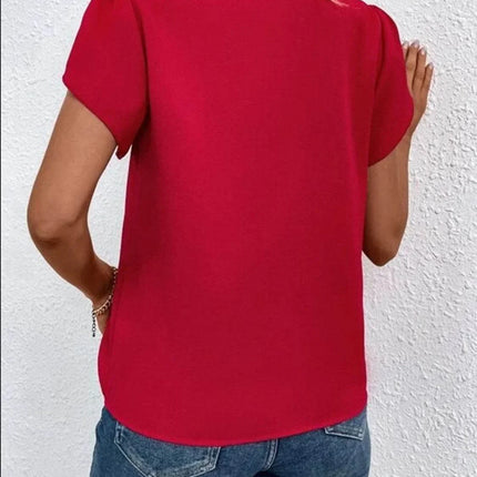 V-Neck Petal Sleeve Blouse - MimiStylez