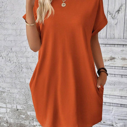 Round Neck Short Sleeve Mini Dress - MimiStylez