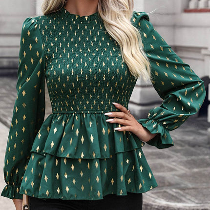 Smocked Flounce Sleeve Layered Blouse - MimiStylez