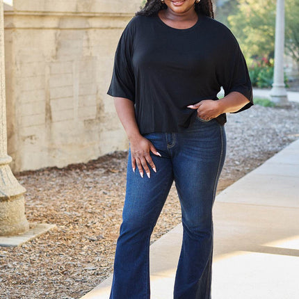 Basic Bae Full Size Round Neck Drop Shoulder T-Shirt - MimiStylez
