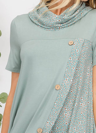 Celeste Full Size Decor Button Short Sleeve Dress with Pockets - MimiStylez