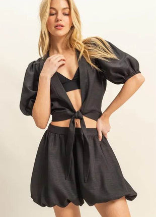 HYFVE Front Tie Top and Bubble Hem Shorts - MimiStylez