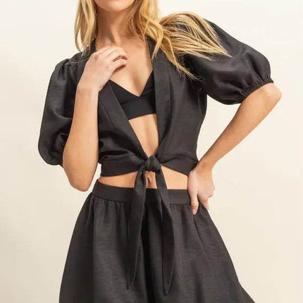 HYFVE Front Tie Top and Bubble Hem Shorts - MimiStylez