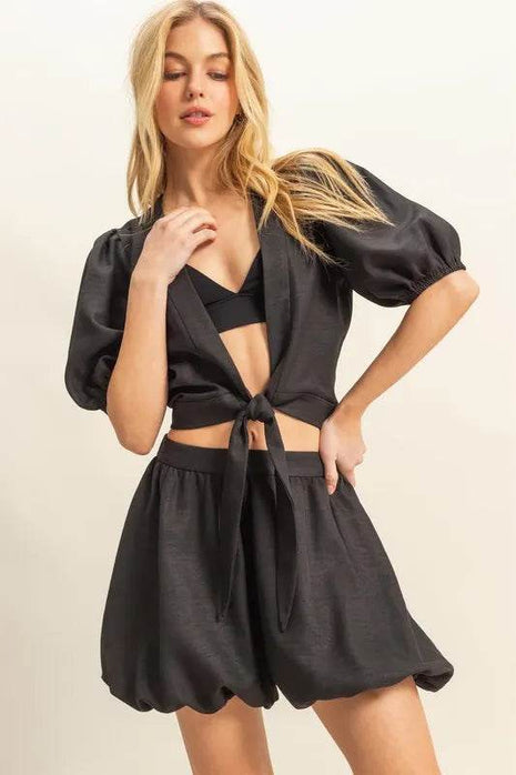 HYFVE Front Tie Top and Bubble Hem Shorts - MimiStylez