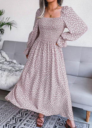 Smocked Square Neck Flounce Sleeve Dress - MimiStylez