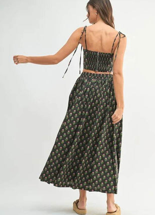MABLE Floral Crop Top and Skirt Set - MimiStylez