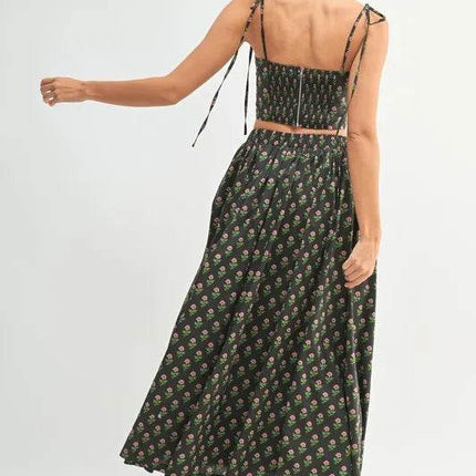 MABLE Floral Crop Top and Skirt Set - MimiStylez