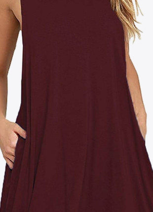 Full Size Round Neck Sleeveless Dress with Pockets - MimiStylez