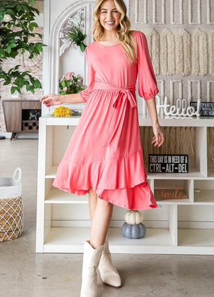 Reborn J Tie Front Ruffle Hem Dress - MimiStylez