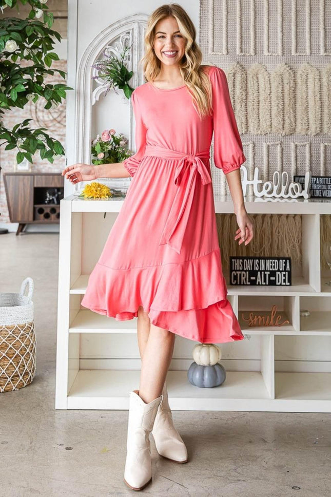 Reborn J Tie Front Ruffle Hem Dress - MimiStylez