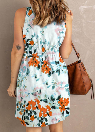Printed Button Down Sleeveless Magic Dress - MimiStylez