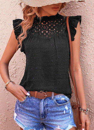 Swiss Dot Butterfly Sleeve Top - MimiStylez