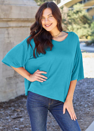 Basic Bae Full Size Round Neck Drop Shoulder T-Shirt - MimiStylez