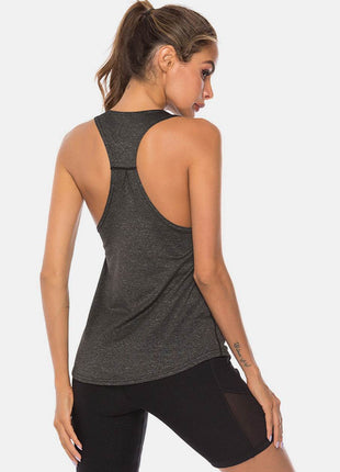 Full Size Scoop Neck Wide Strap Active Tank - MimiStylez