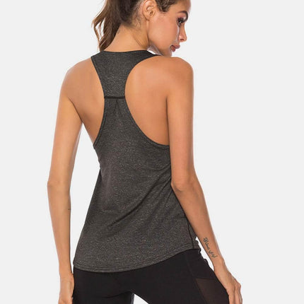 Full Size Scoop Neck Wide Strap Active Tank - MimiStylez